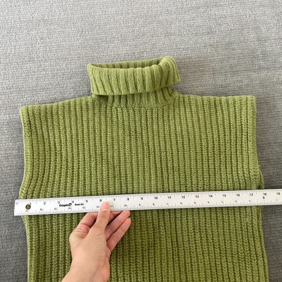 STAUD Bette Rib Knit Sleeveless Turtleneck Sweater Women S Fern Green Wool - Picture 2 of 6